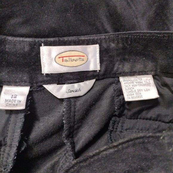 Vintage Velour Pants Women's Black Soft Trousers Stretch Zip Pockets Size 12 - Picture 8 of 13